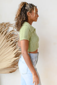 mode, collared sweater crop top
