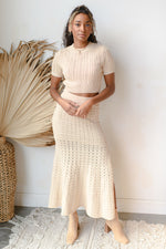 pointelle knit maxi skirt