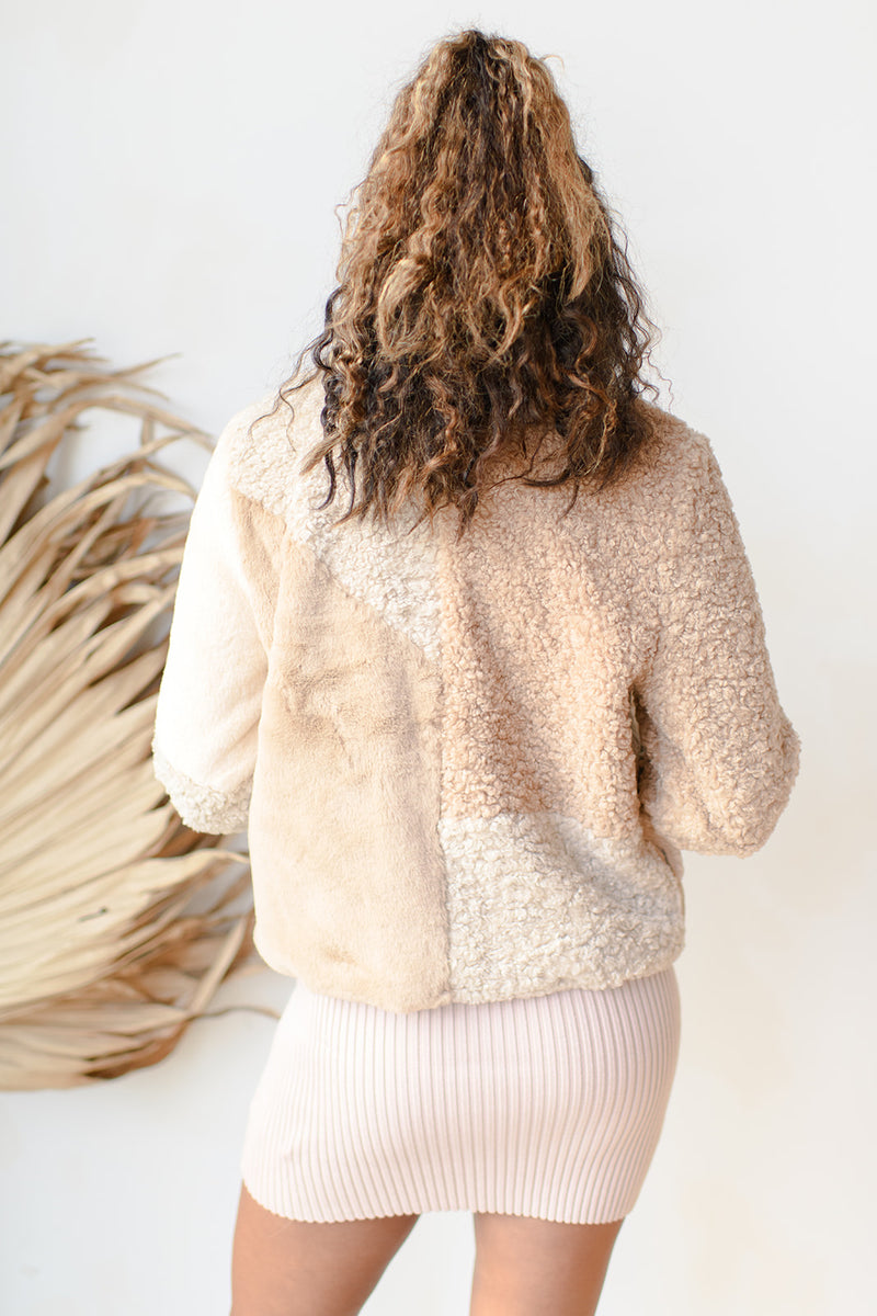 mode, faux fur crop jacket
