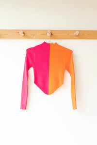 mode, double dip mock neck