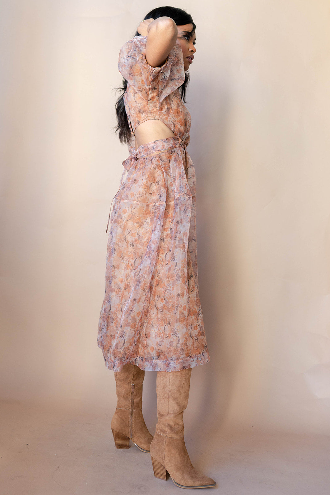 mode, emili cut out midi dress