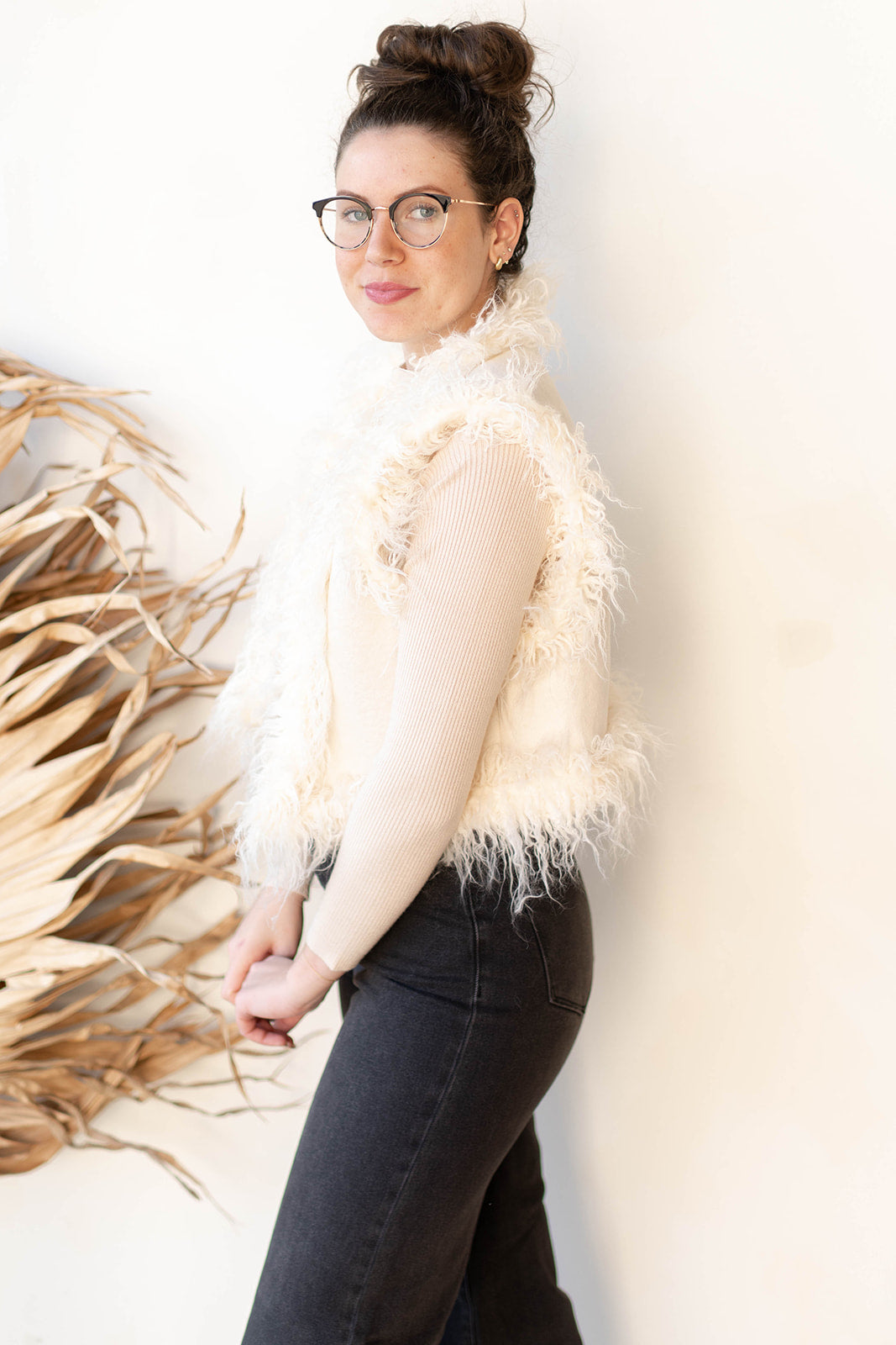 mode, cream puff vest