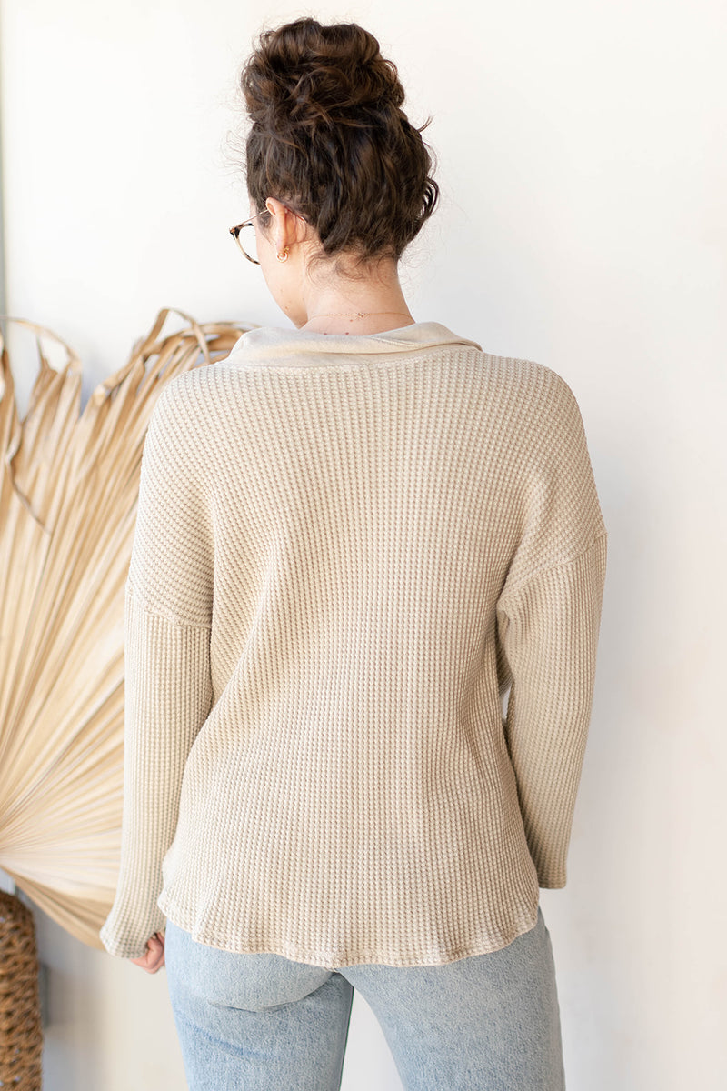 vintage wash waffle knit top