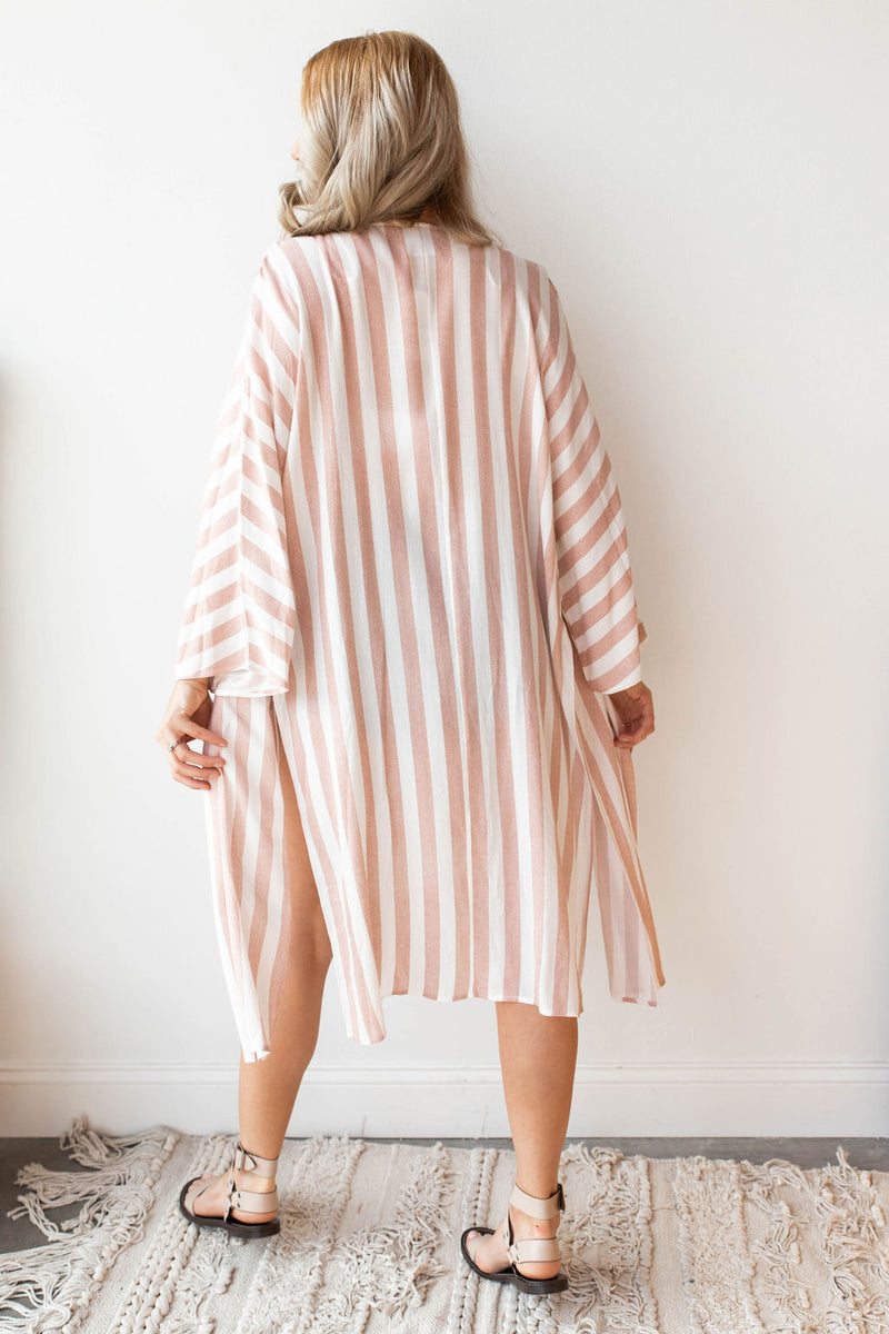mode, nautical stripe kimono
