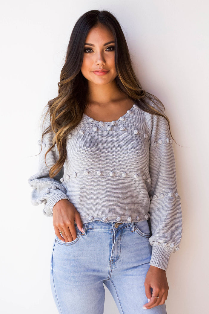 mode, pom pom sweetheart sweater
