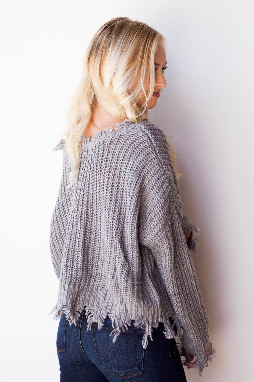 mode, reversible distressed sweater