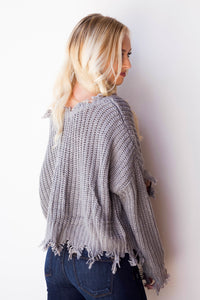 mode, reversible distressed sweater