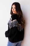 mode, in the fringe sweater