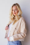 mode, contrast trim suede bomber jacket