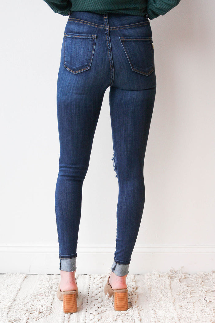 mode, high rise distressed skinny