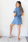mode, daisy denim button dress