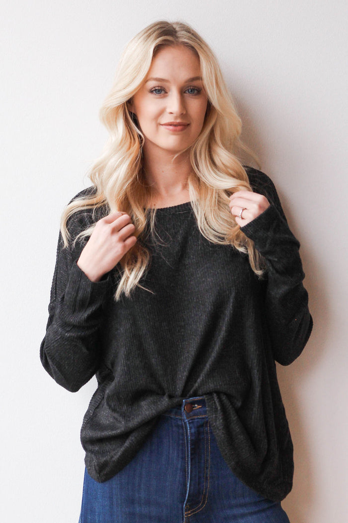 mode, marled twist back top