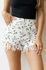 mode, good times rolls fringed shorts