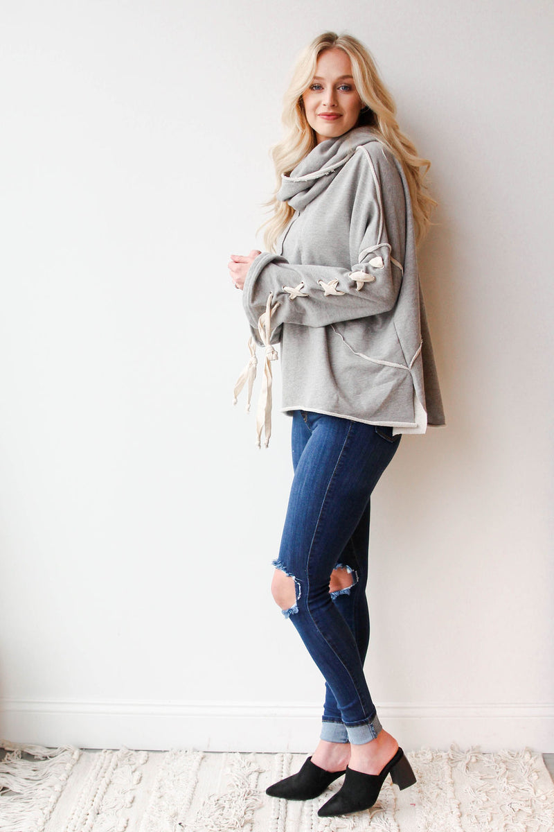 mode, hello Darlin' cowl neck hoodie