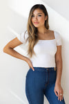 mode, square neck ribbed crop tee