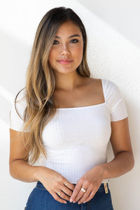 mode, square neck ribbed crop tee