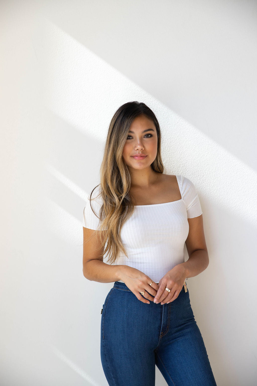 mode, square neck ribbed crop tee