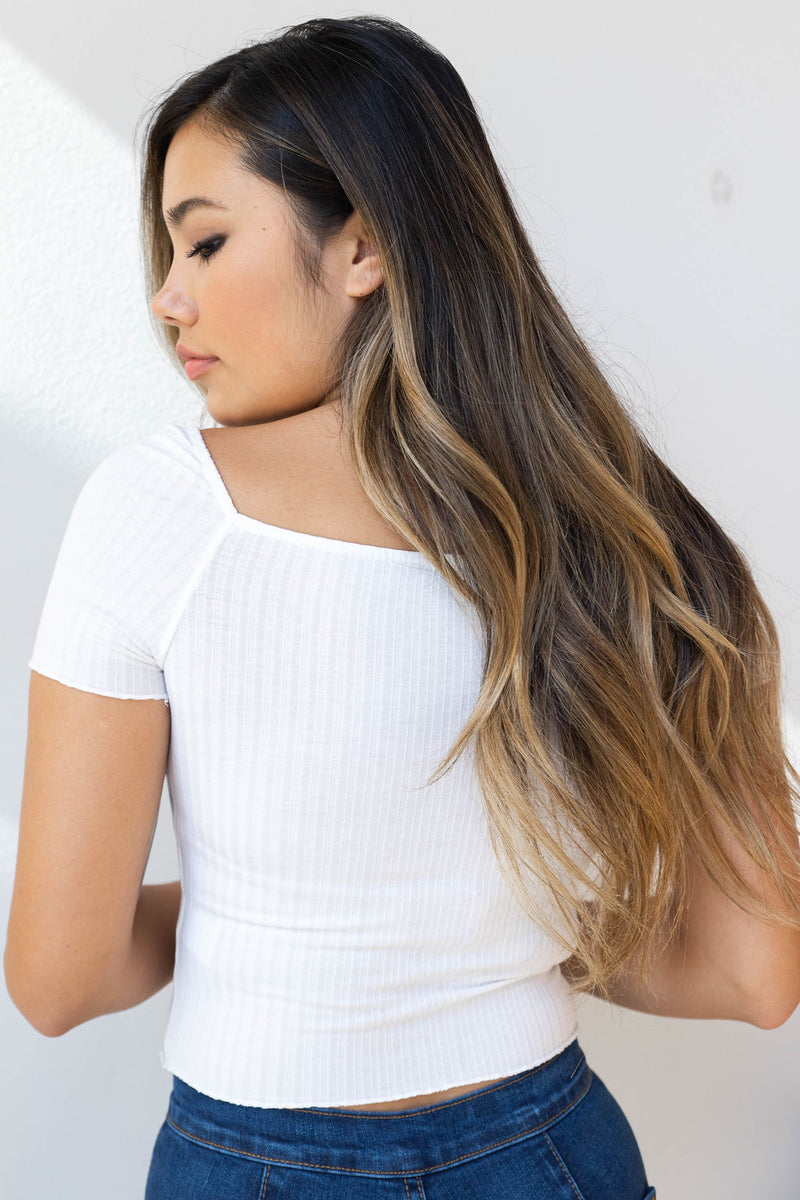 mode, square neck ribbed crop tee