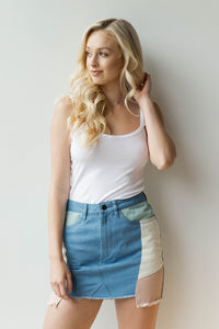 mode, homemade icecream color block skirt