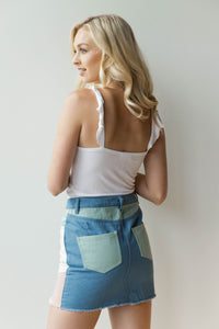 mode, homemade icecream color block skirt