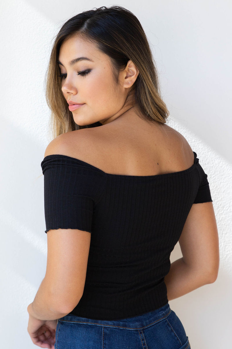 mode, square neck ribbed crop tee