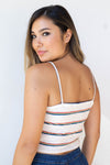mode, retro stripes tie front tank