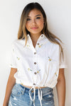 mode, daisies blowing in the wind blouse