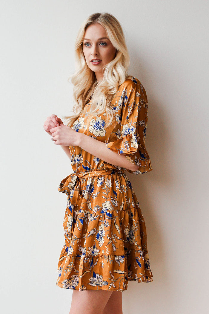 mode, golden luxe mini dress