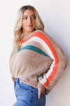 mode, lurex ribbed color stripe sweater