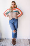 mode, lurex ribbed color stripe sweater