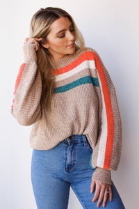 mode, lurex ribbed color stripe sweater