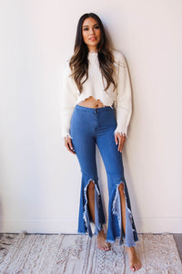 mode, distressed crop sweater