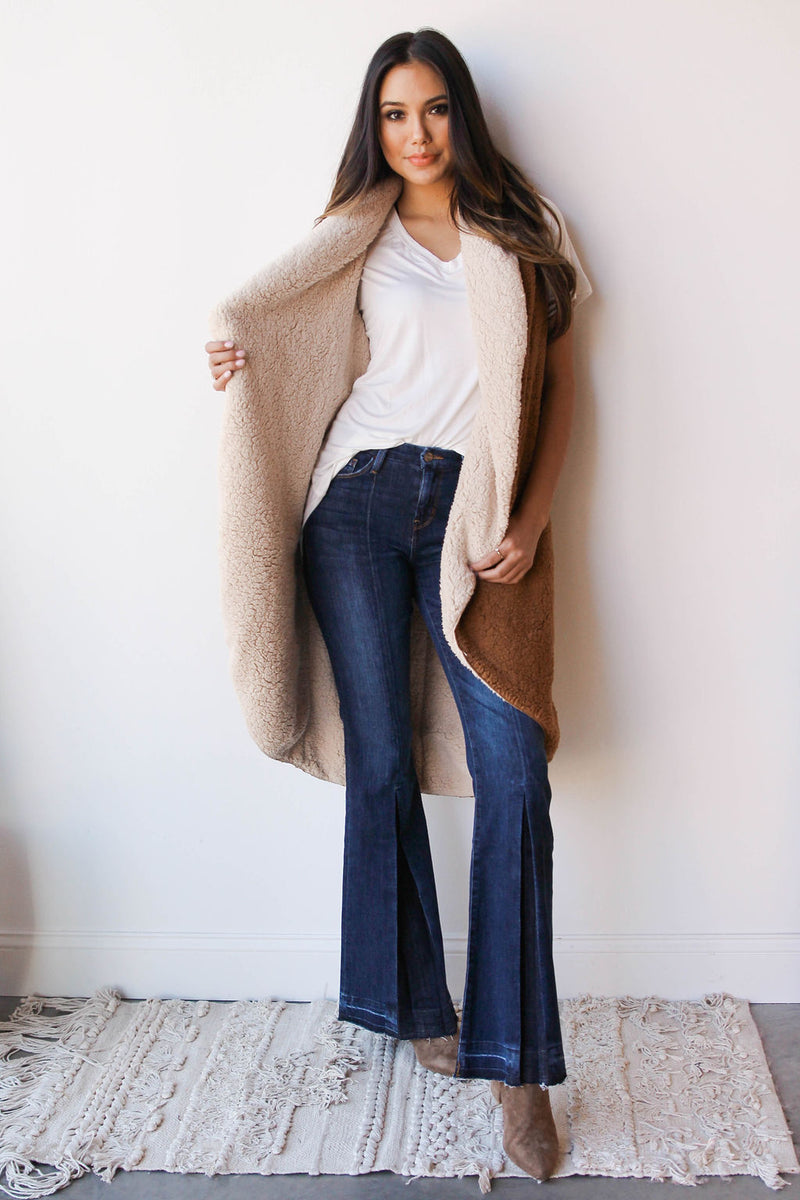mode, warm + cozy reversible vest
