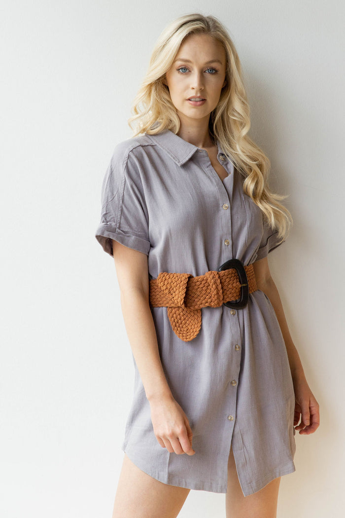 mode, throw n go button dress