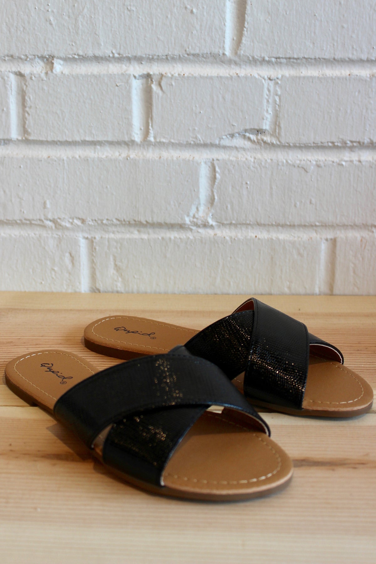 mode, lizard slide on sandals