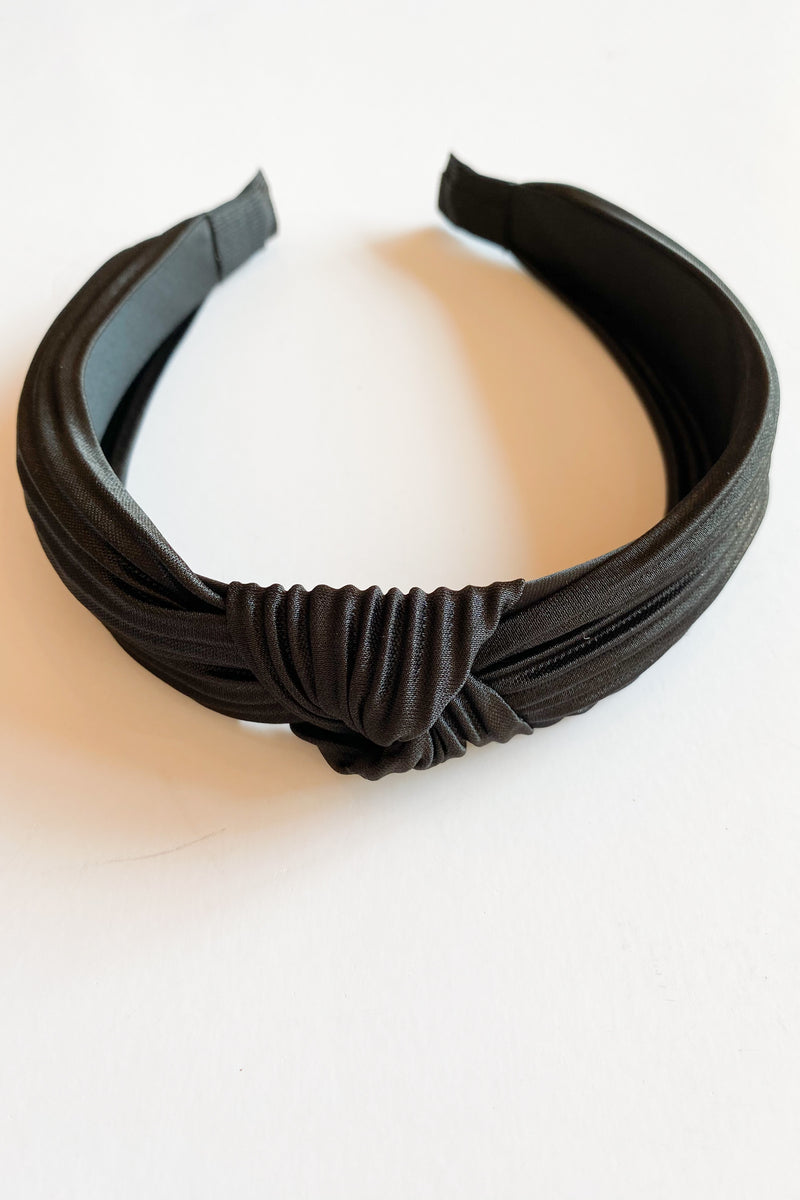 mode, satin ribbed top knot headband