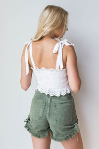 mode, mari distressed denim shorts