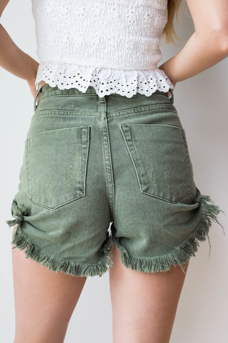mode, mari distressed denim shorts