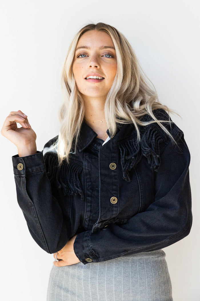 mode, freebird fringe jacket black