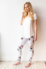 mode, romantic floral print leggings