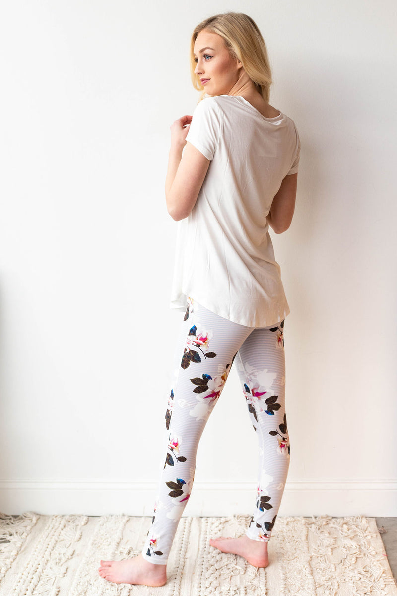 mode, romantic floral print leggings