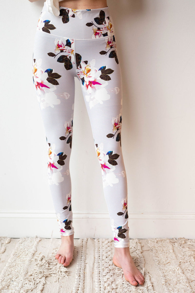 mode, romantic floral print leggings