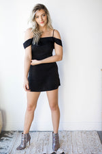 mode, strappy off shoulder satin dress