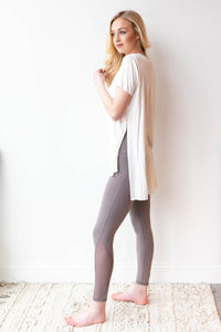 mode, in a mesh legging