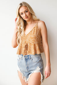 mode, yellow daisy cinched crop