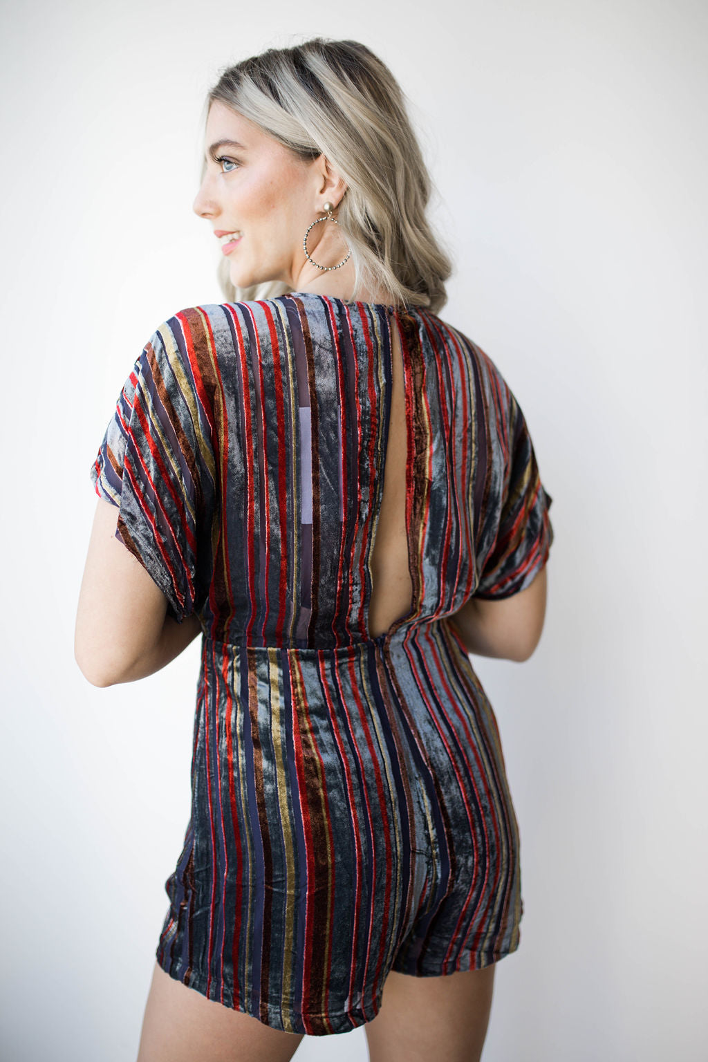 mode, shadow stripe romper