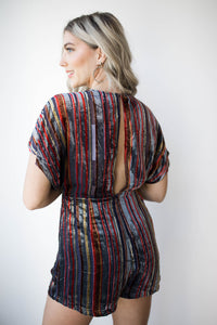 mode, shadow stripe romper