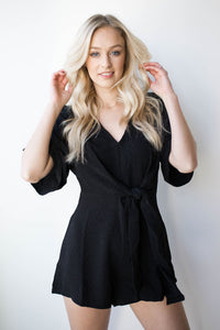 mode, tie waist playsuit