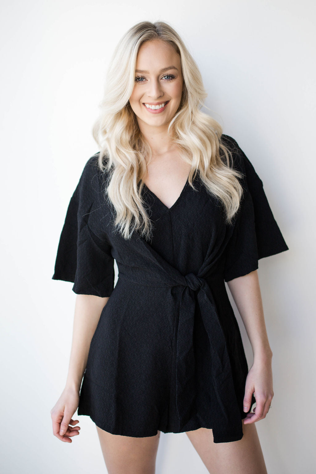 mode, tie waist playsuit
