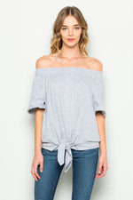 mode, off shoulder tie front sweatshirt